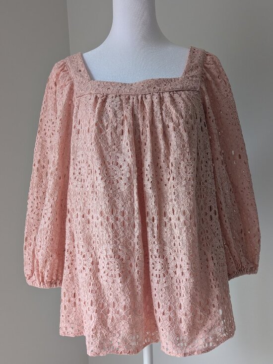 LC Lauren Conrad Tops - LC Lauren Conrad Square Neck‎ Peasant Top Shirt Size Small Floral Pink